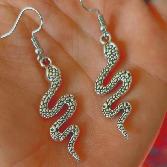 Jewelry - Snake Earrings, Serpent Earring, Silver Gothic 🐍